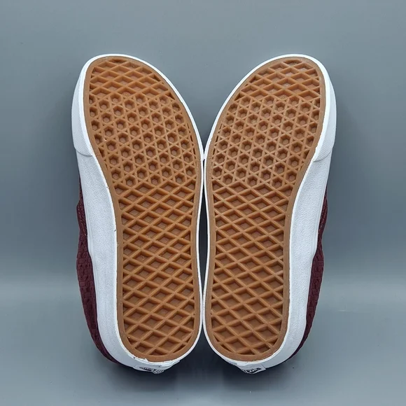 NEW Womens Vans Classic Slip-On Suede Dark Pink Embossed Weave Sneaker Shoes 5 - Picture 7 of 7